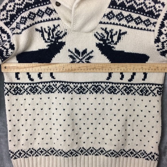 Polo Ralph Lauren Shawl Collar Sweater Mens L Reindeer Nordic Fair Isle Angora - Picture 4 of 15